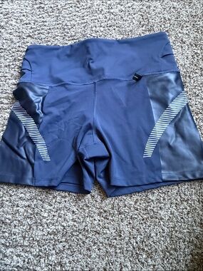 Athleta Navy High-Rise Bike Shorts with Reflective Accents